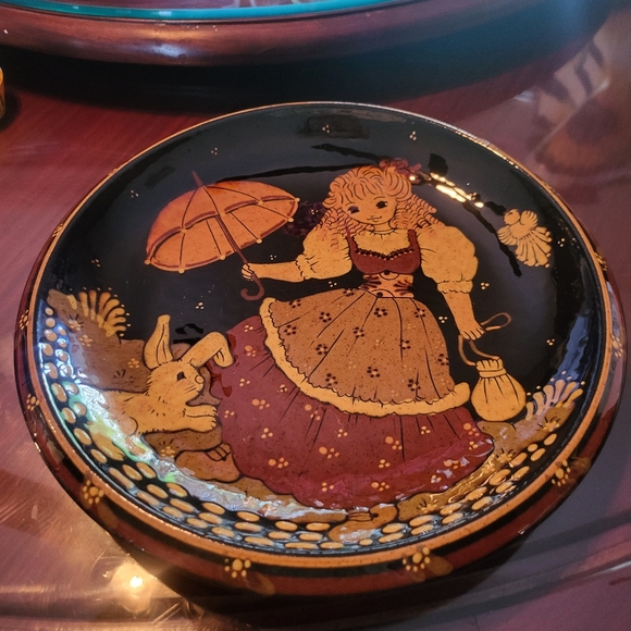 VTG Large Reber Swiss Folk Art Hand-Painted Wall Hanging Plate -11in"- Signed-fm - Picture 2 of 8